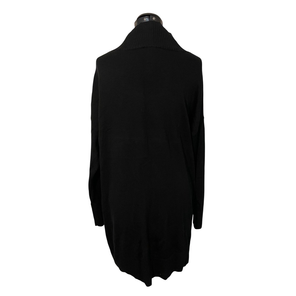 Eileen Fisher Black Extra Fine Merino Wool Mock Neck Hii Lo Oversized Sweater Xl View 5